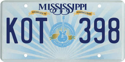 MS license plate KOT398