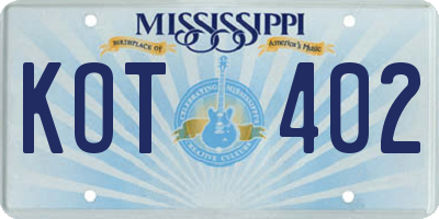 MS license plate KOT402