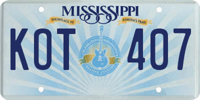 MS license plate KOT407