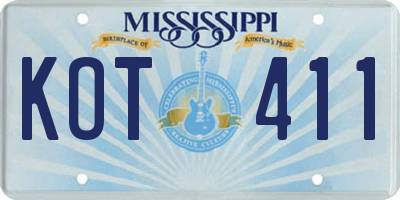 MS license plate KOT411