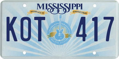 MS license plate KOT417
