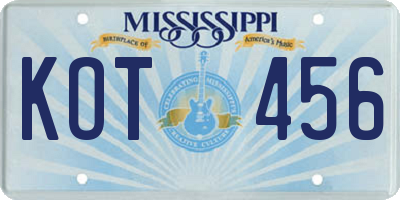 MS license plate KOT456