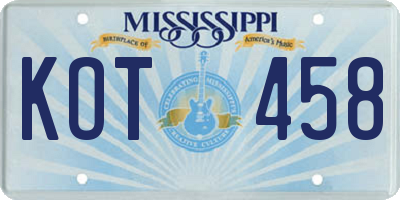 MS license plate KOT458