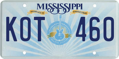 MS license plate KOT460