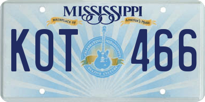 MS license plate KOT466
