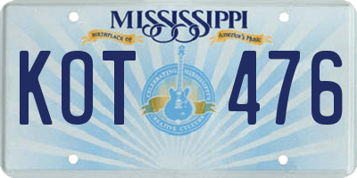 MS license plate KOT476