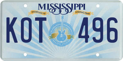MS license plate KOT496
