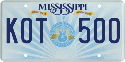 MS license plate KOT500