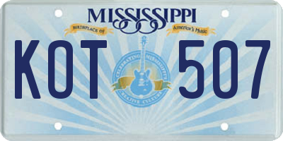 MS license plate KOT507