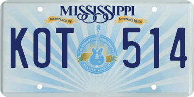 MS license plate KOT514