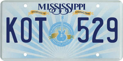 MS license plate KOT529