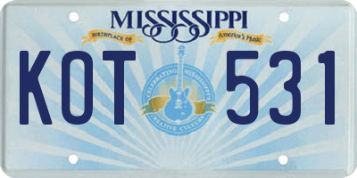 MS license plate KOT531