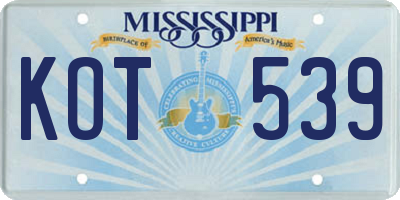 MS license plate KOT539