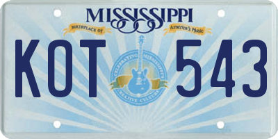 MS license plate KOT543