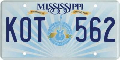 MS license plate KOT562