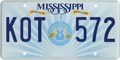 MS license plate KOT572