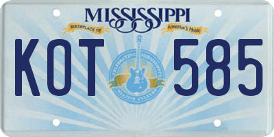 MS license plate KOT585