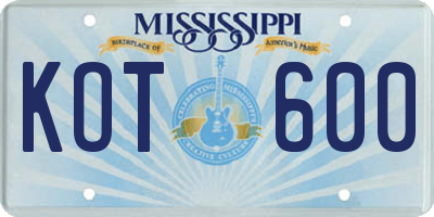 MS license plate KOT600