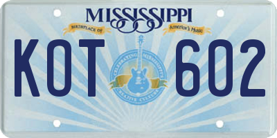 MS license plate KOT602