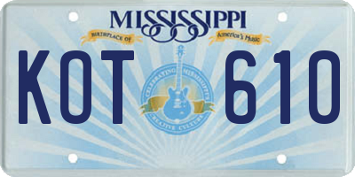 MS license plate KOT610
