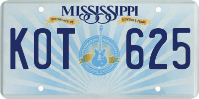 MS license plate KOT625