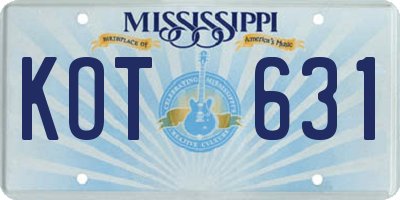 MS license plate KOT631