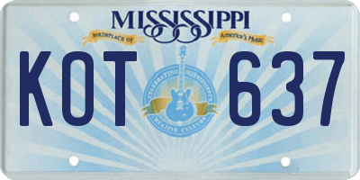 MS license plate KOT637