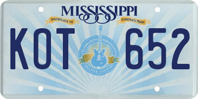 MS license plate KOT652