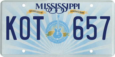 MS license plate KOT657