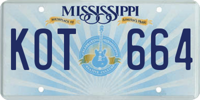 MS license plate KOT664