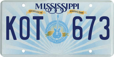 MS license plate KOT673