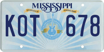 MS license plate KOT678