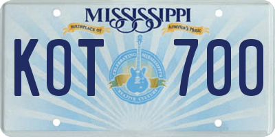 MS license plate KOT700