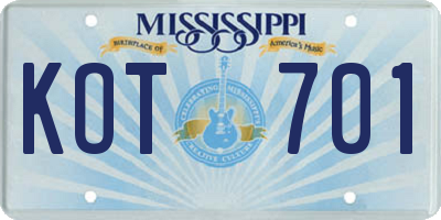 MS license plate KOT701