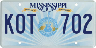 MS license plate KOT702