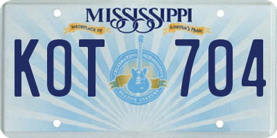 MS license plate KOT704