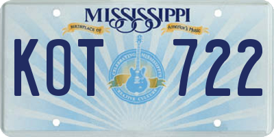 MS license plate KOT722
