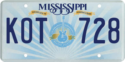 MS license plate KOT728