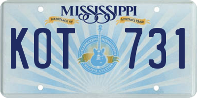 MS license plate KOT731