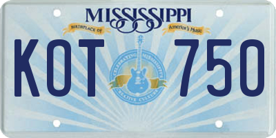 MS license plate KOT750
