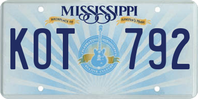 MS license plate KOT792