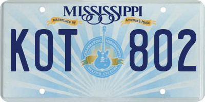 MS license plate KOT802