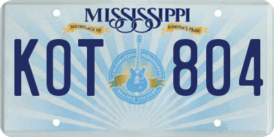 MS license plate KOT804