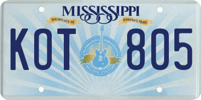 MS license plate KOT805