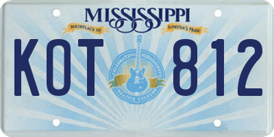 MS license plate KOT812