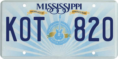 MS license plate KOT820