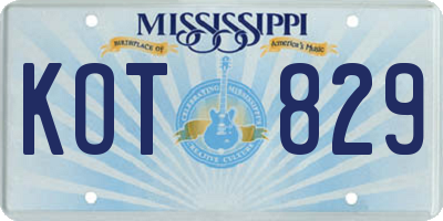 MS license plate KOT829