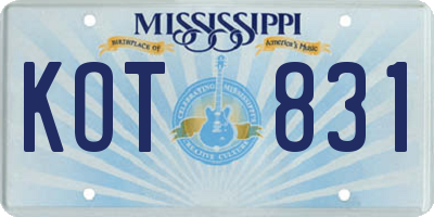 MS license plate KOT831