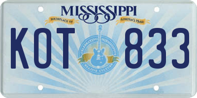 MS license plate KOT833