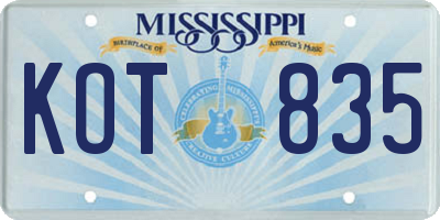 MS license plate KOT835